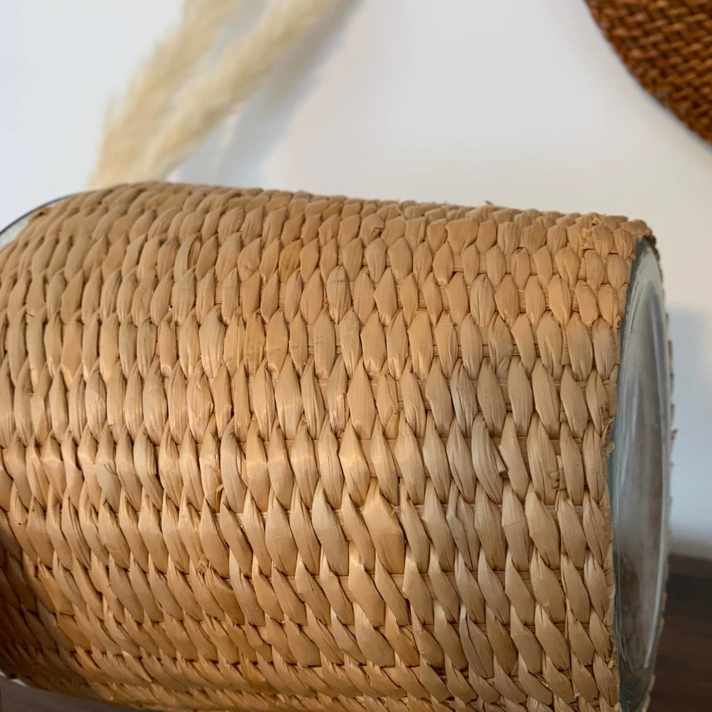 Vintage Wicker Wrapped Glass Planter Vase Boho - Picture 10 of 10